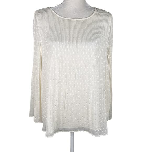 Max Studio Top Ivory Large Pleated Sheer Sleeves Lined Bodice New - Picture 1 of 13
